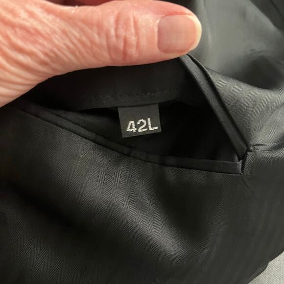 Haggar Black Tan Tweed Houndstooth Two Buttoned Vented Blazer Sport Coat 42L USA - Picture 4 of 15